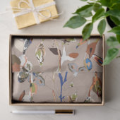 Elegante Moderne Blätter Berries Wasserfarbene Blu Seidenpapier (Geschenk)