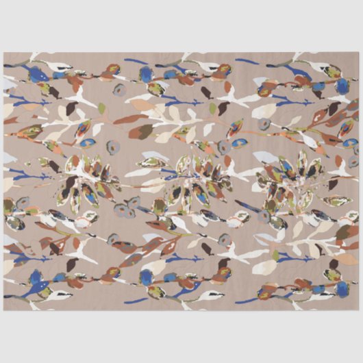 Elegante Moderne Blätter Berries Wasserfarbene Blu Seidenpapier (Vorderseite)