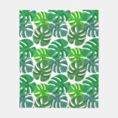 Elegante moderne Blätter von Green Palm Fleecedecke (Vorderseite)