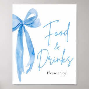 Elegante, moderne, blaue Bow-Unterschrift Poster