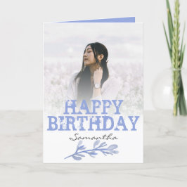 Elegante moderne, blaue Foto Wasserfarbkarte Karte