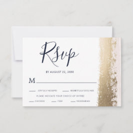Elegante, moderne, blaue, goldene Foil Wedding RSV RSVP Karte