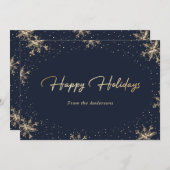 Elegante Moderne Blaue Goldmedaille Feiertagskarte (Vorne/Hinten)