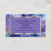 Elegante Moderne Blaue Lila Silberhochzeit Visitenkarte (Rückseite)