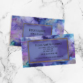 Elegante Moderne Blaue Lila Wasserfarbenhochzeit Visitenkarte