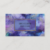 Elegante Moderne Blaue Lila Wasserfarbenhochzeit Visitenkarte (Vorderseite)