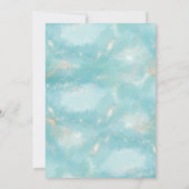 Elegante Moderne Blaue Wasserfarben Hochzeit Gold Einladung (Rückseite)