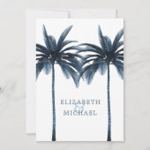 Elegante Moderne Blaupalme feierliche Hochzeit Einladung (Vorderseite)
