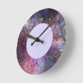 Elegante Moderne Blue Black Pink Landschaft Runde Wanduhr (Winkel)