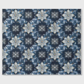 Elegante moderne Blue Jeweled Snowflakes Geschenkpapier (Flach)