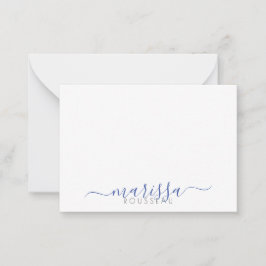 Elegante, moderne, Blue Monogram Name Note Card Mitteilungskarte