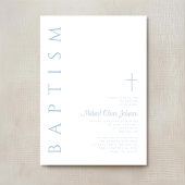 Elegante moderne Blue Script Cross Boy Taufe Einladung