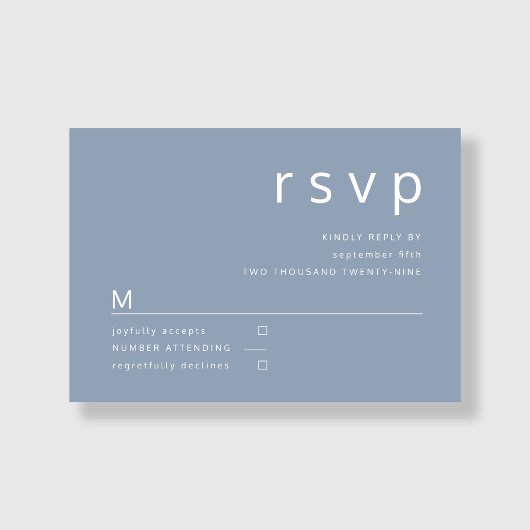 Elegante moderne Blue Wedding RSVP Card Karte