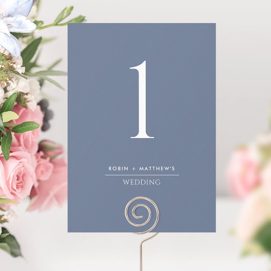 Elegante moderne Blue Wedding Tischnummer