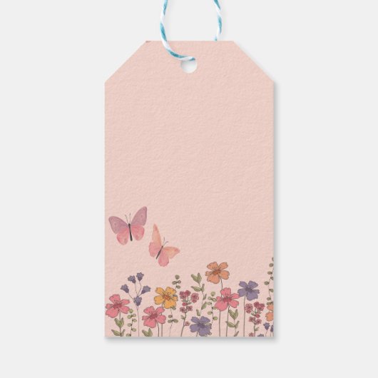 Elegante moderne Blume Butterflies Brautparty Geschenkanhänger (Rückseite)