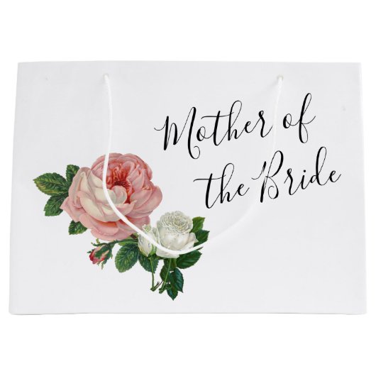 Elegante moderne Blume Rose Mutter der Braut Große Geschenktüte (Vorderseite)