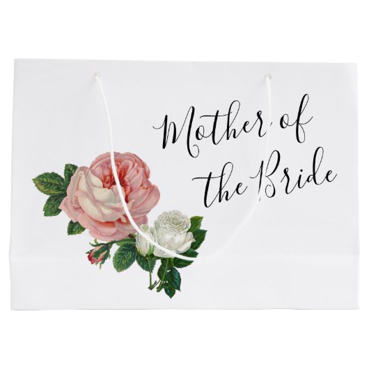 Elegante moderne Blume Rose Mutter der Braut Große Geschenktüte (Rückseite)