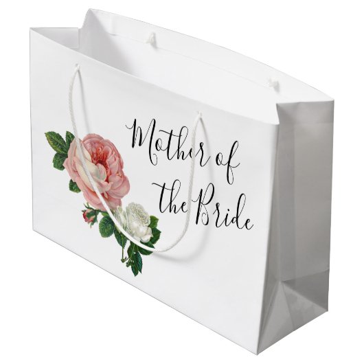 Elegante moderne Blume Rose Mutter der Braut Große Geschenktüte (Rückseite Schrägansicht)
