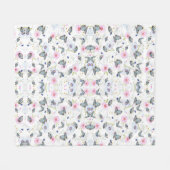 Elegante moderne Blume und Schmetterlingsmuster Fleecedecke (Vorderseite (Horizontal))