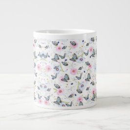 Elegante moderne Blume und Schmetterlingsmuster Jumbo-Tasse