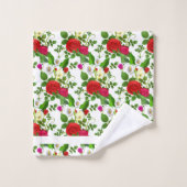 Elegante Moderne Blume und Schrift auf White Badhandtuch Set (Waschlappen)