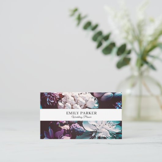 Elegante moderne Blume Visitenkarte (Stehend Vorderseite)