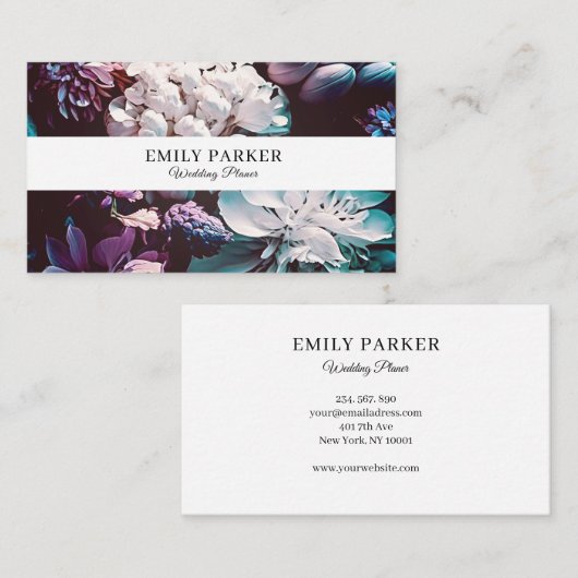 Elegante moderne Blume Visitenkarte (Vorne/Hinten)