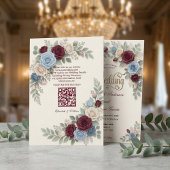 Elegante moderne Blumen-All-in-One-QR-Code-Hochzei Einladung