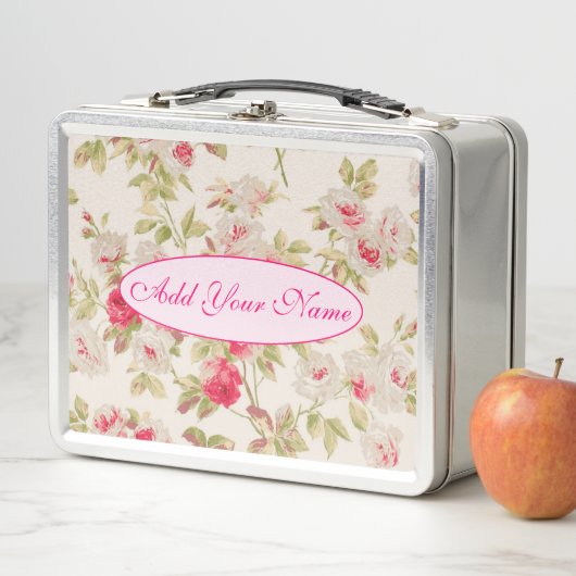 Elegante moderne Blumen ergänzen Ihren Text Metall Brotdose (Beispiel)