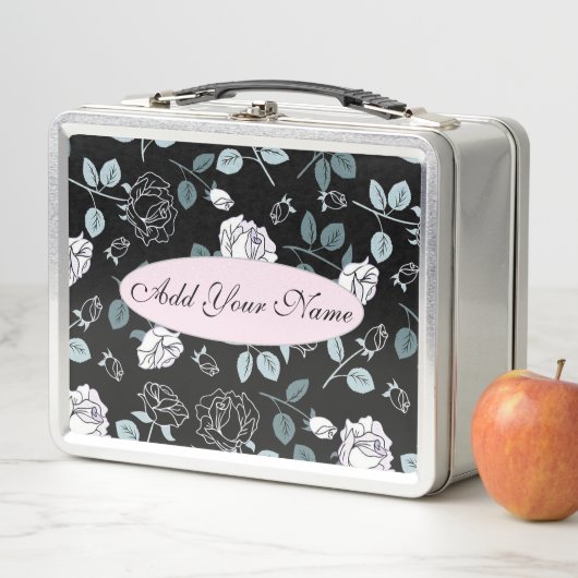 Elegante moderne Blumen ergänzen Ihren Text Metall Brotdose (Beispiel)