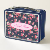 Elegante moderne Blumen ergänzen Ihren Text Metall Brotdose (Rückseite)