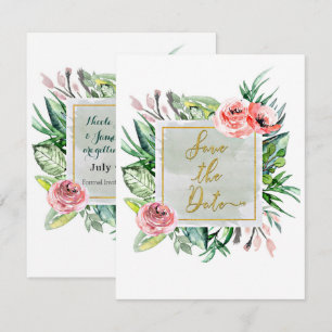 Elegante moderne Blumen-Save-the-Date-Einladung Einladung
