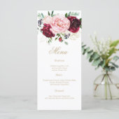 Elegante moderne, blumenfarbene Aquarellbilder Menükarte (Stehend Vorderseite)