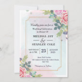 Elegante Moderne Blumengärten Wasserfarben Hochzei Einladung (Vorderseite)