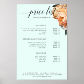 Elegante, moderne, blumengeschmückte Preisliste Poster (Vorne)