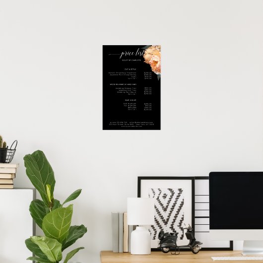 Elegante, moderne, blumengeschmückte Preisliste Poster (Heimbüro)