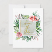 Elegante Moderne, blumengeschmückte Save the Date  Einladung (Vorderseite)