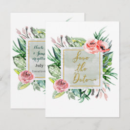 Elegante Moderne, blumengeschmückte Save the Date  Einladung