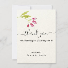 Elegante moderne Blumenhochzeit Dankeschön-Karte Einladung