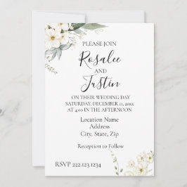 Elegante, moderne Blumenhochzeit Einladung