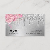 Elegante, moderne, blumenrosa, silberne Wimpern Visitenkarte (Rückseite)