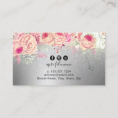 Elegante, moderne, blumensilberne Glitzer Wimpern Visitenkarte (Rückseite)