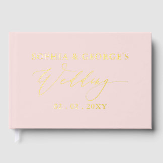 Elegante Moderne Blush and Gold Wedding Gästebuch