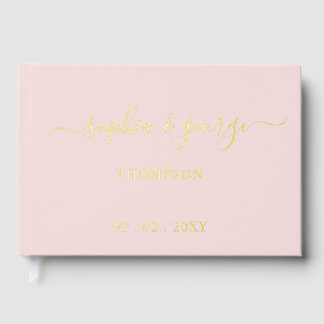 Elegante Moderne Blush Gold Wedding Gästebuch