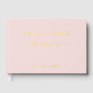 Elegante Moderne Blush Gold Wedding Gästebuch