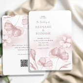 Elegante Moderne Blush Pink Floral QR UAWG Wedding Einladung