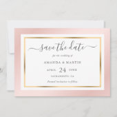 Elegante Moderne Blush Pink und Gold Hochzeit Save The Date (Vorderseite)