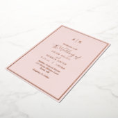 Elegante Moderne Blush Rose Gold Monogram Wedding Folieneinladung (Gedreht)