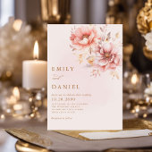 Elegante Moderne Boho Blush Pink Gold Floral Weddi Einladung