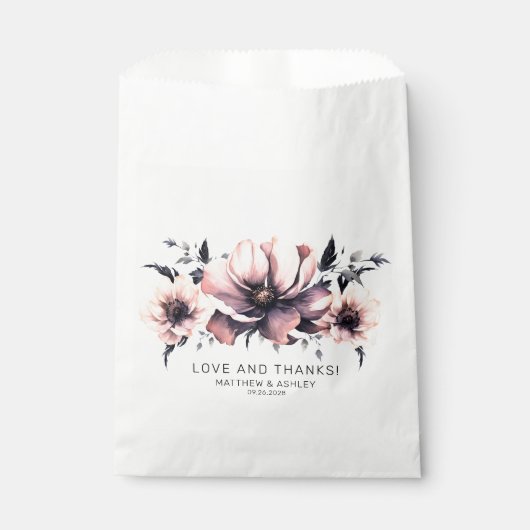 Elegante Moderne Boho Chic Pink Blumenzehen Geschenktütchen (Vorderseite)